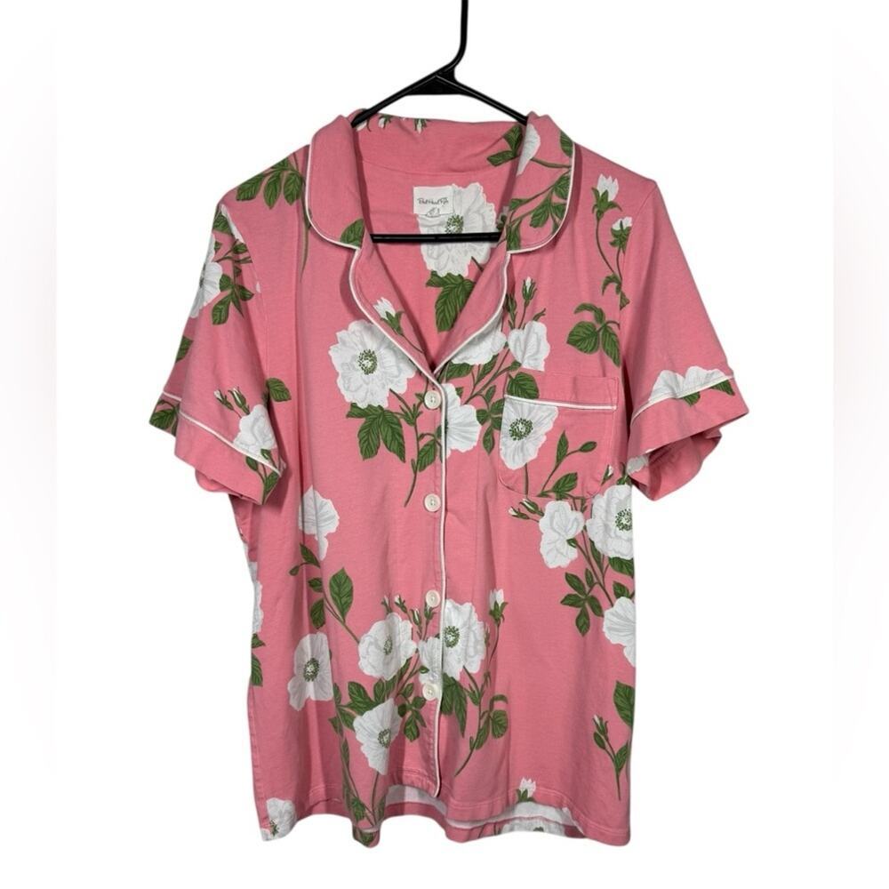 BedHead PJs Pink Magnolias Long Sleeve Classic Stretch Jersey PJ Top Sz Large
